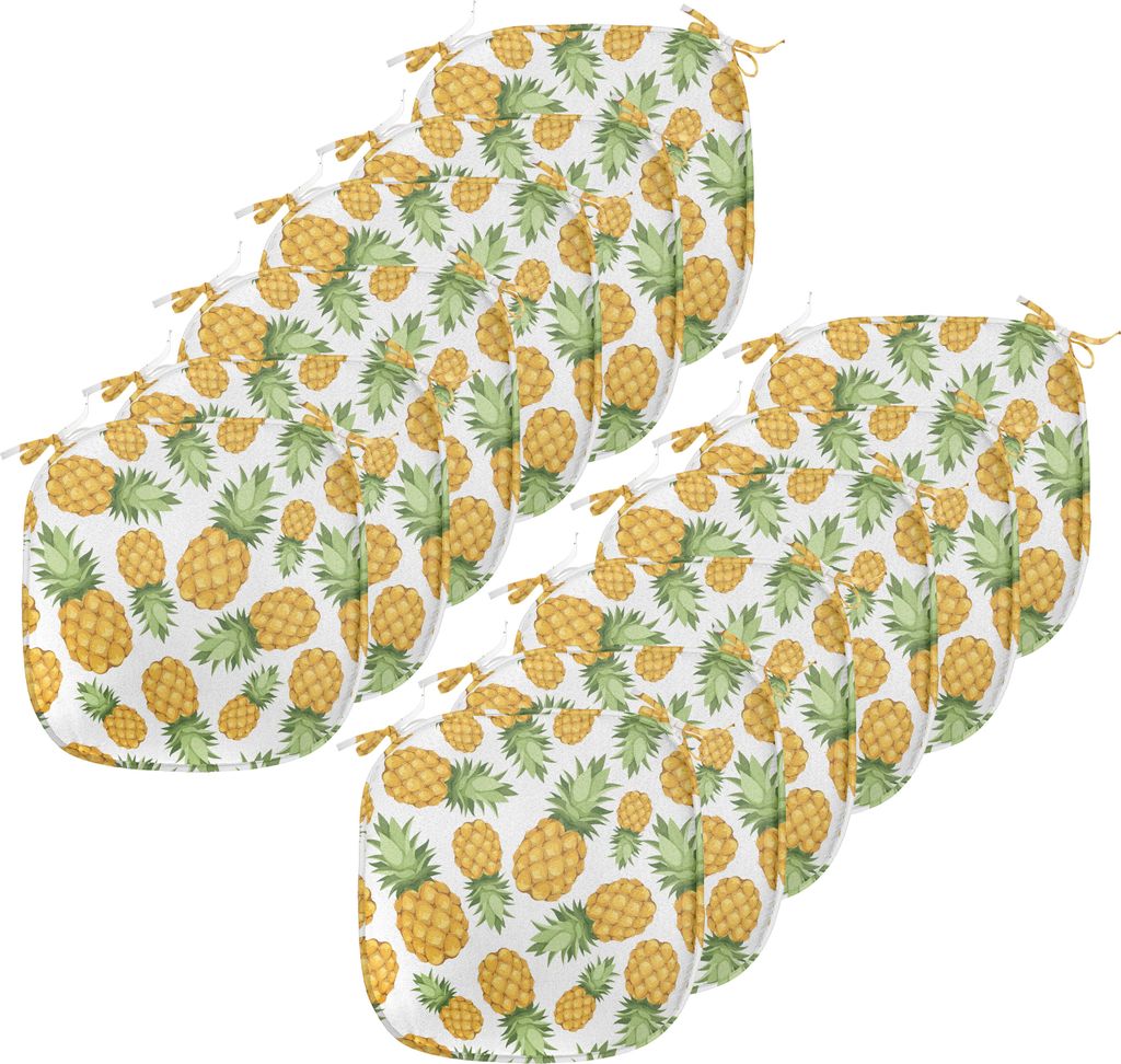 ABAKUHAUS Gelb und Weiß Polster für Esszimmerstühle, reife Ananas, Dekoratives wasserfestes Kissen mit Riemen für Küchensitze, 40 cm x 40 cm-1...