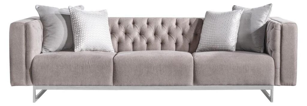 Modernes 4-Sitzer Sofa Beige Textil Holz Rahmen Elegant