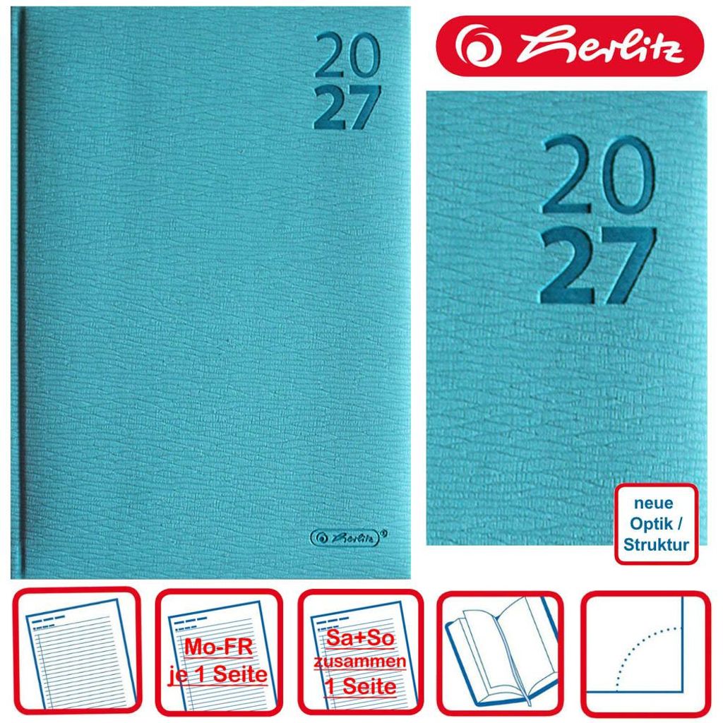 Herlitz Buchkalender A5 Wall 2027, Jahr / Farbe:2027 / mint Produktbild 