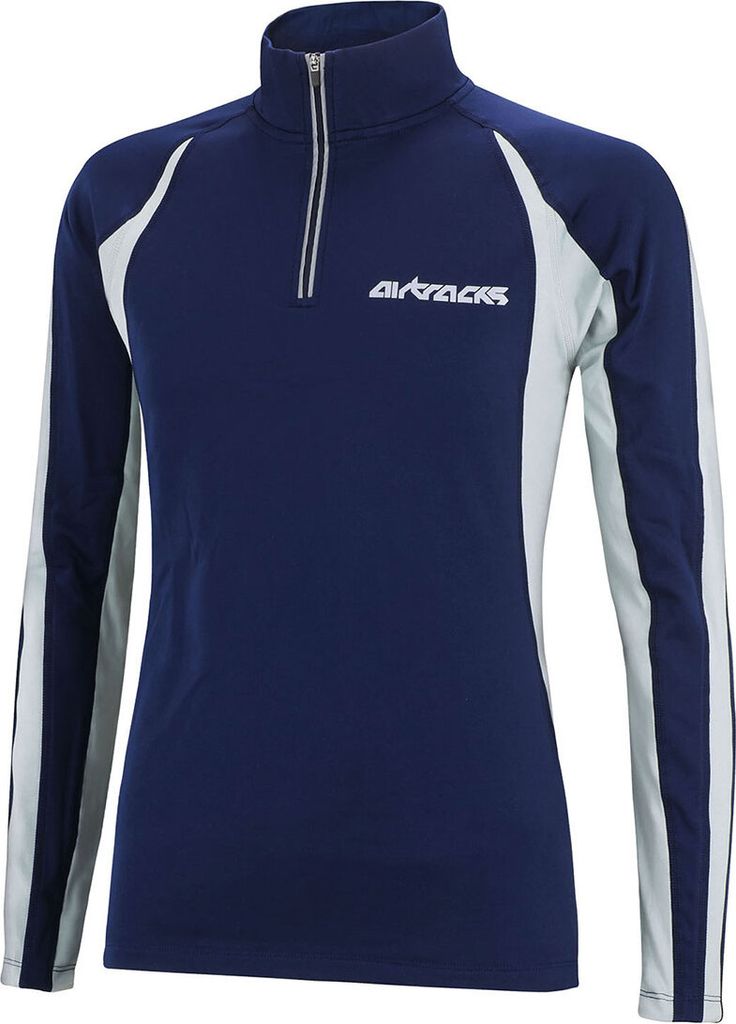 Airtracks Herren Winter Sweatshirt Langarm Pro Blau - S / Thermo Laufshirt mit Winter Fleece für Herbst-Winter
