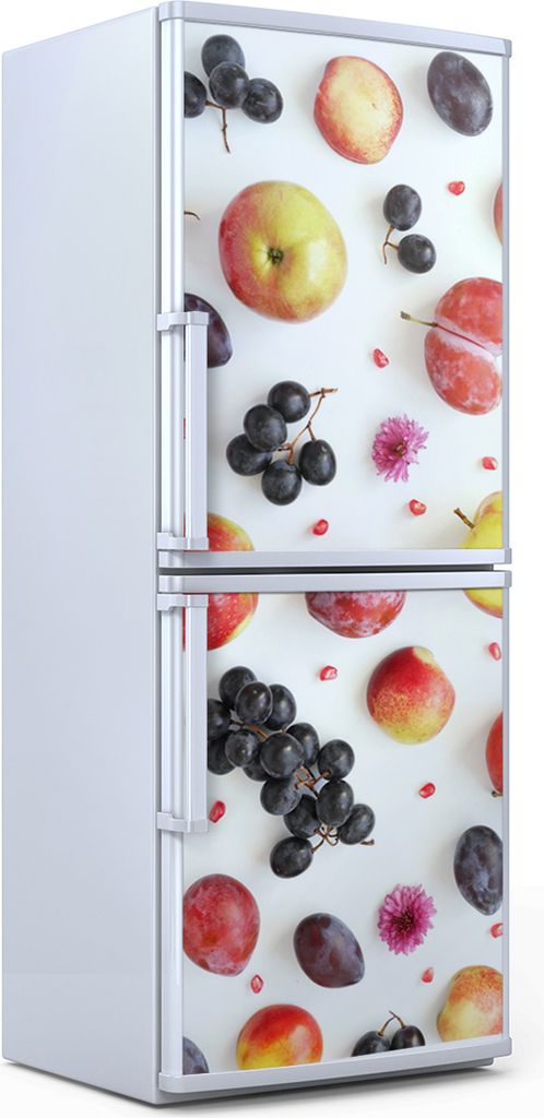 Kühlschrankdekoration 60x180 cm Aufkleber auf dem Kühlschrank - Weiße Farbige Früchte