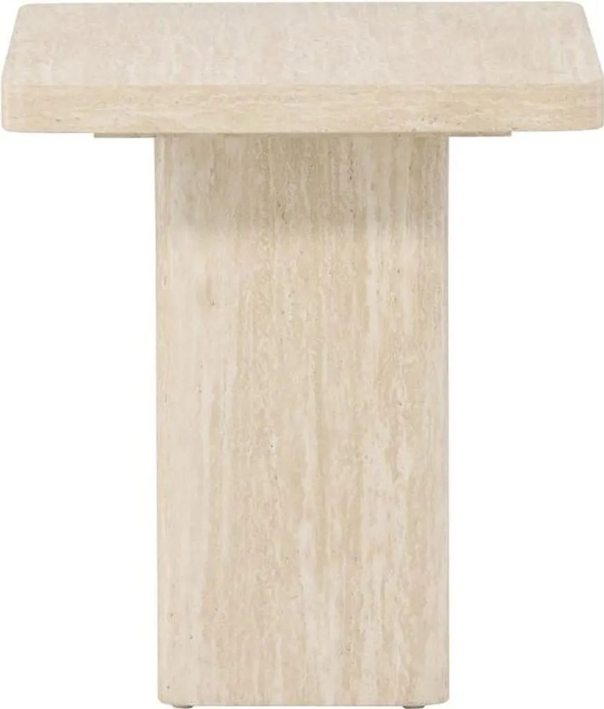 Petite table basse beige Qvart pour apéritif et pause café dans salon
