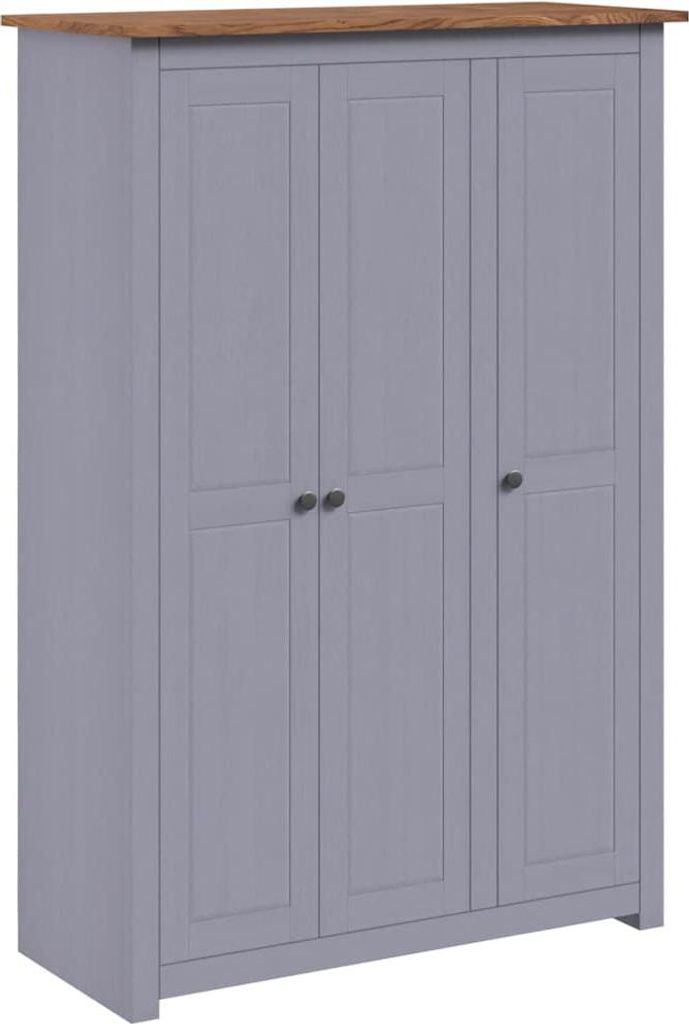 vidaXL Šatní skříň třídveřová šedá 118×50×171,5 cm Borovice Obrázek produktu 