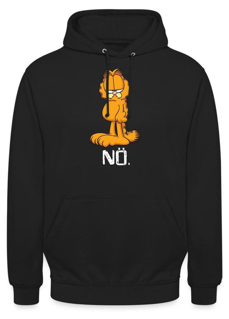 Spreadshirt Garfield Nö Nein Kein Bock Lustig Uni Hoodie, 4XL, Schwarz