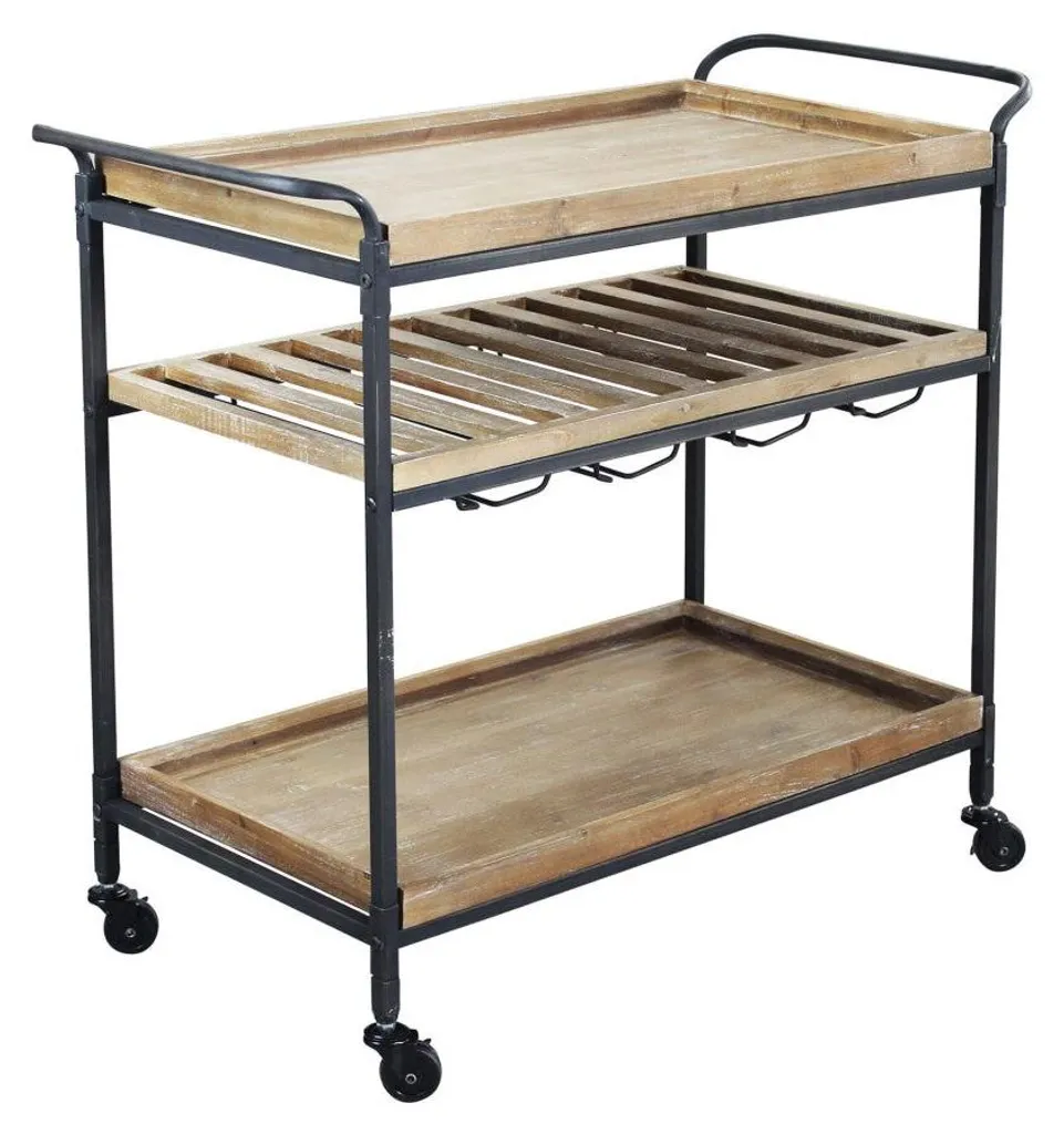 Chariot de service multi-usage bois et métal Classic Fast Thing gris