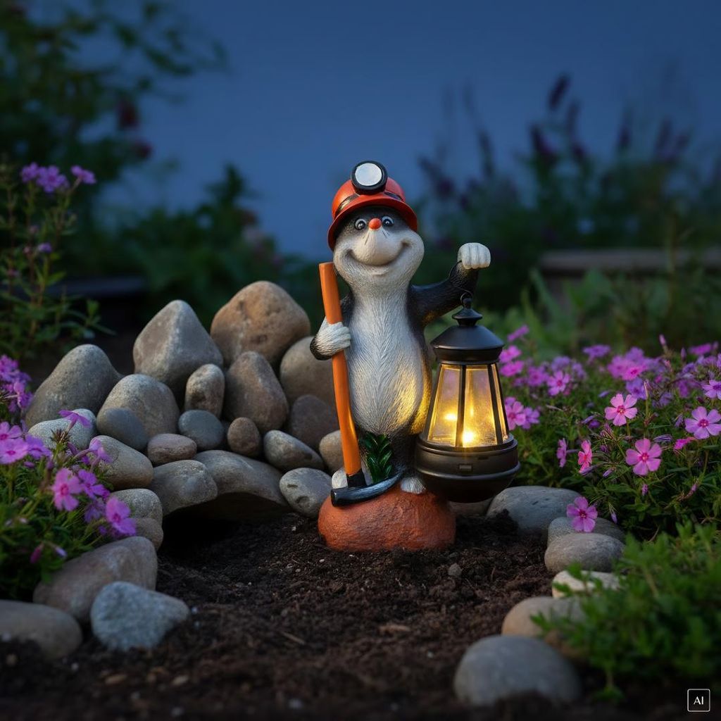abc HOME | Gartenfigur Maulwurf mit Laterne | LED | Produktbild 