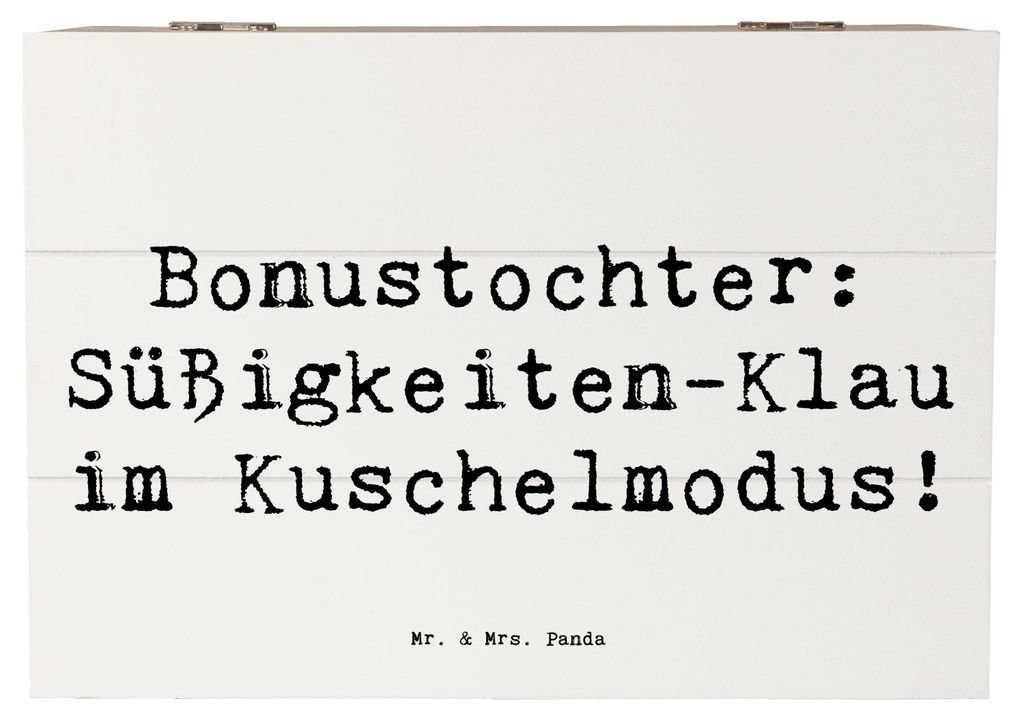 Mr. & Mrs. Panda Box Spruch Bonustochter Überraschungen 22 x 15 cm - Weiß - Geschenk, Lächeln, schatzkiste holz, Familienleben, Geburtstage, Pat...