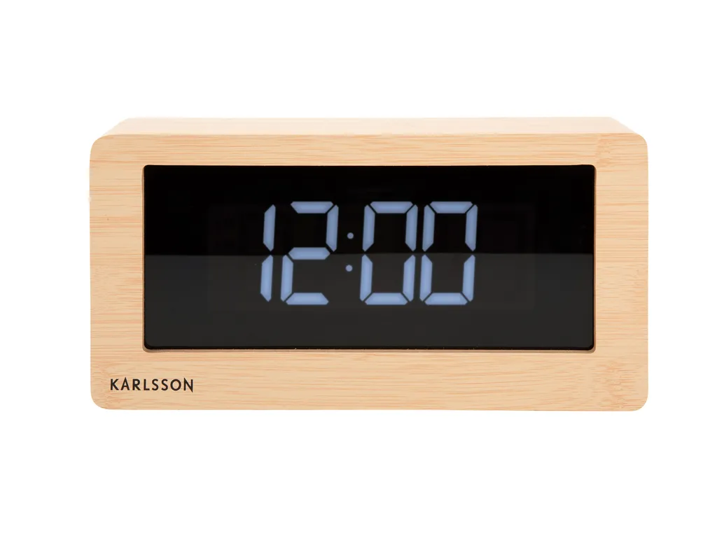 Réveil numérique effet bois avec affichage LED - Horloge de table Karlsson