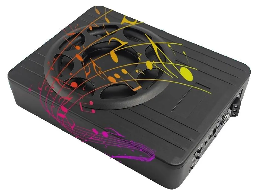 Subwoofer amplifié 10 pouces 1000W 12V - Caisson de basse plat RCA