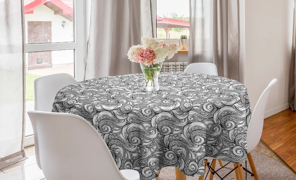 Tovaglia Rotonda Mostri Marini 150cm - Abakuhaus Grigio Antracite