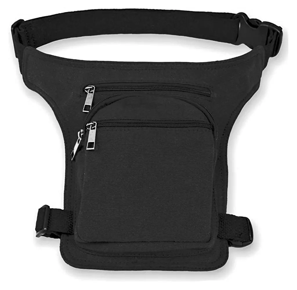 Sacoche de cuisse moto noire tactique multi-poches unisexe réglable