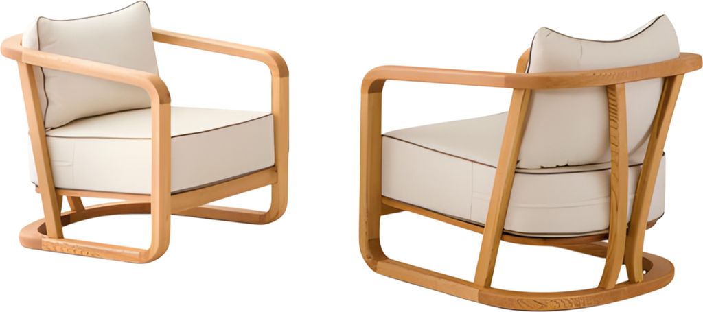 Moderne Beigefarbene Holz-Textil Sessel im eleganten Design
