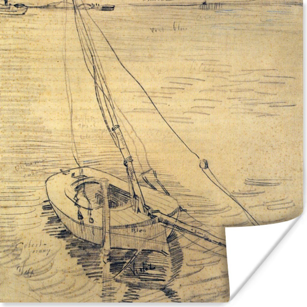 MuchoWow Poster Segelboot auf der Seine bei Asnières - Vincent van Gogh 50x50 cm - Wohnzimmerdekoration