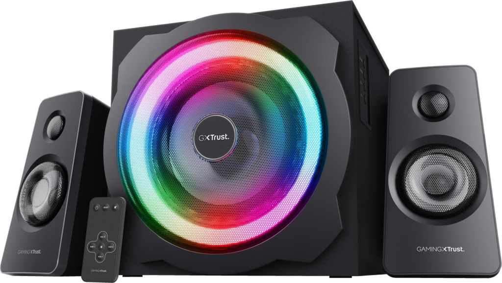Trust Gaming GXT 629 Tytan 2.1 PC Lautsprecher mit Subwoofer, 120 W, 3,5 mm AUX Klinke, PC Boxen mit RGB LED Beleuchtung, Gaming Lautsprecher für ...