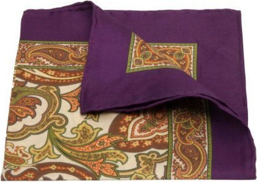 Herren Einstecktuch für Anzug, aus Seiden-Twill mit Paisley-Muster in Violett