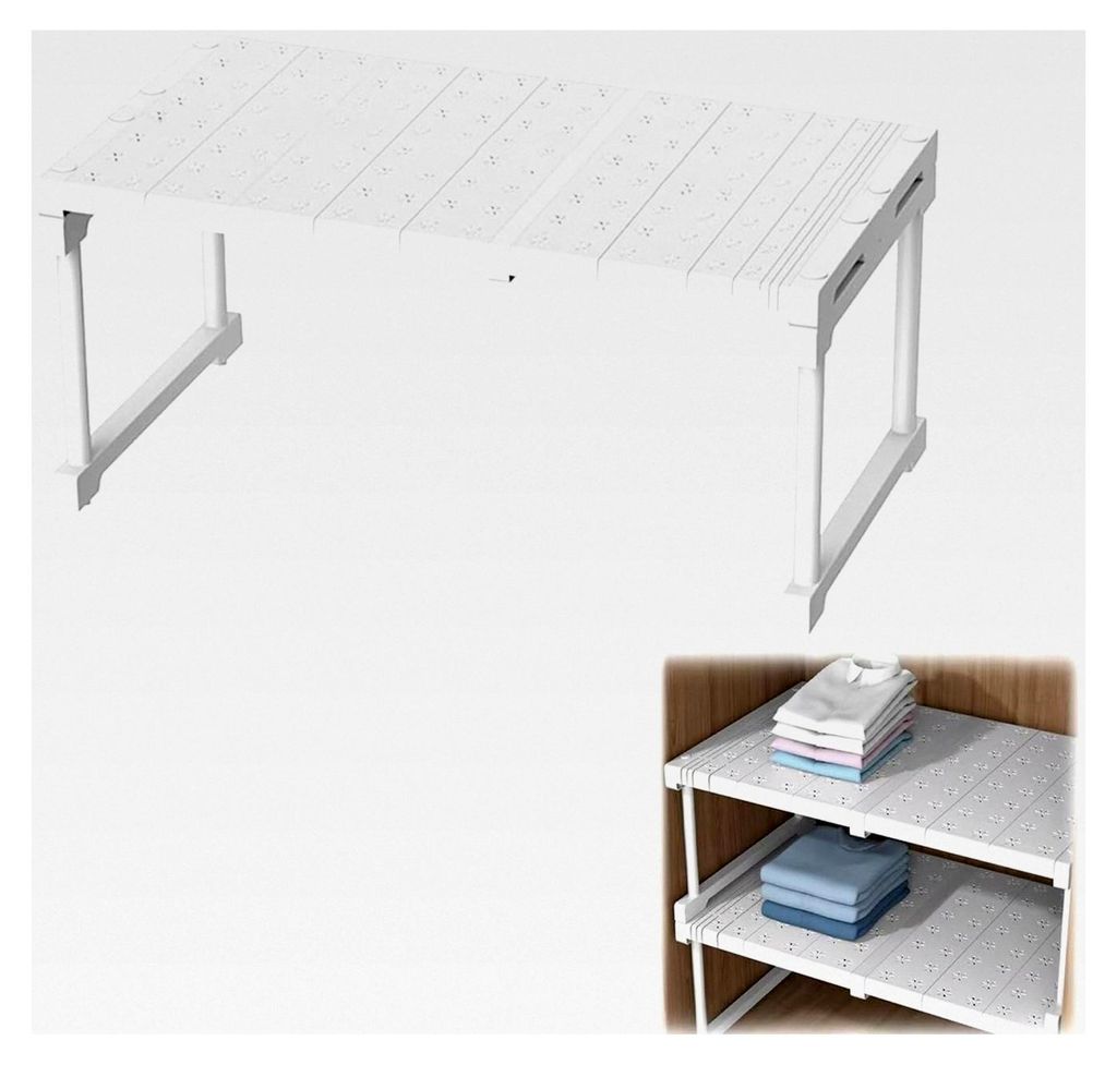 Erweiterbares Schrankregal, Verstellbarer Kleiderschrank Organizer, Stapelbarer Aufbewahrungsorganizer, Teleskopregal, T 42cm, H 22cm, Verstellbare...