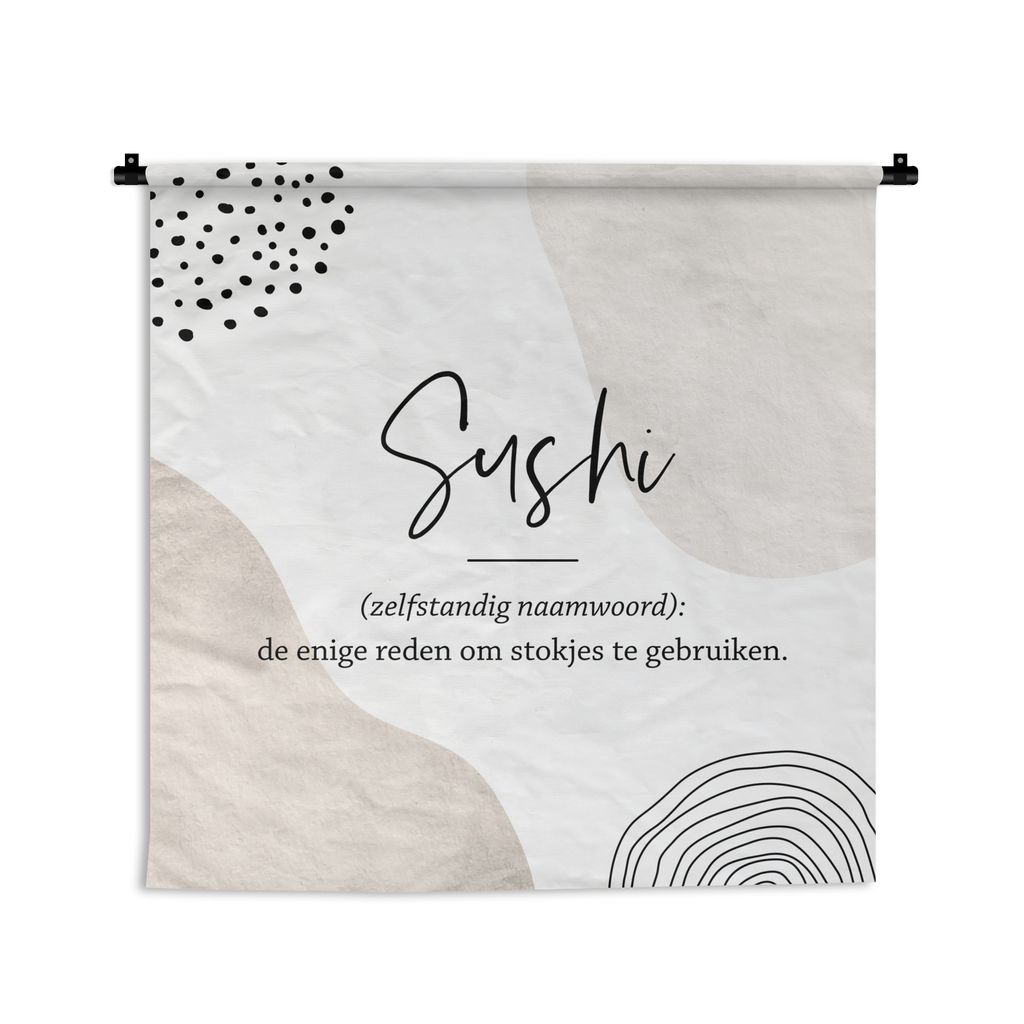MuchoWow Wandteppich Wandbehang Sprichwörter - Sushi - Sushi definition - Zitate - Wörterbuch 60x60 cm Tapisserie Dekoration Wandtuch - Dekorat...