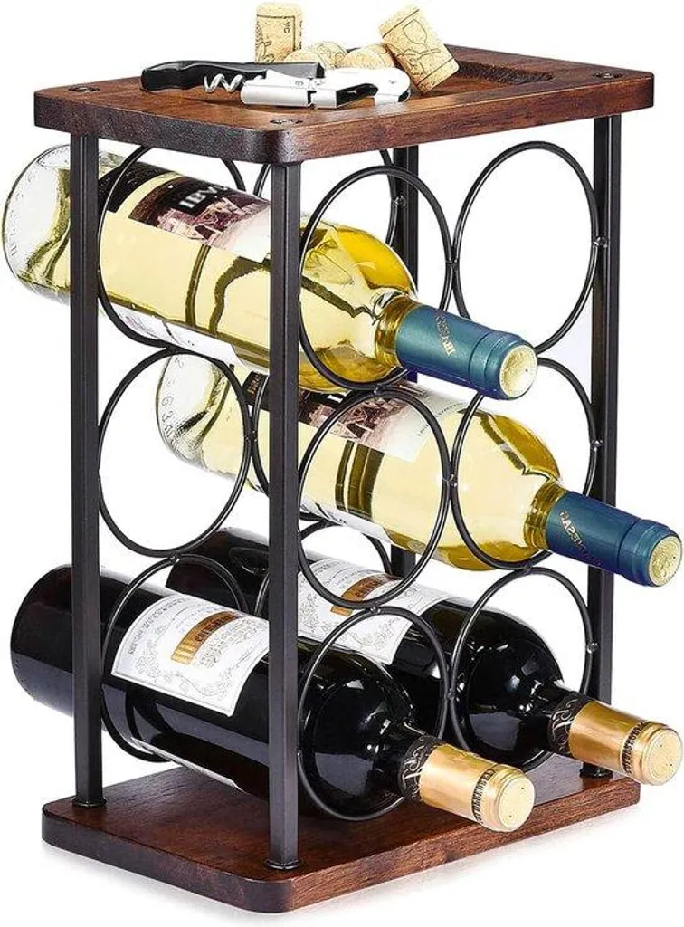 Organisateur de vin en bois pour gagner de la place - 6 bouteilles