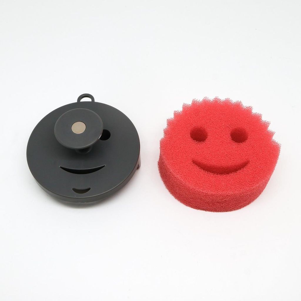 INF Smiley Magnetischer Schwammhalter mit Griff ABS 10x11x7.5cm Küche Grau
