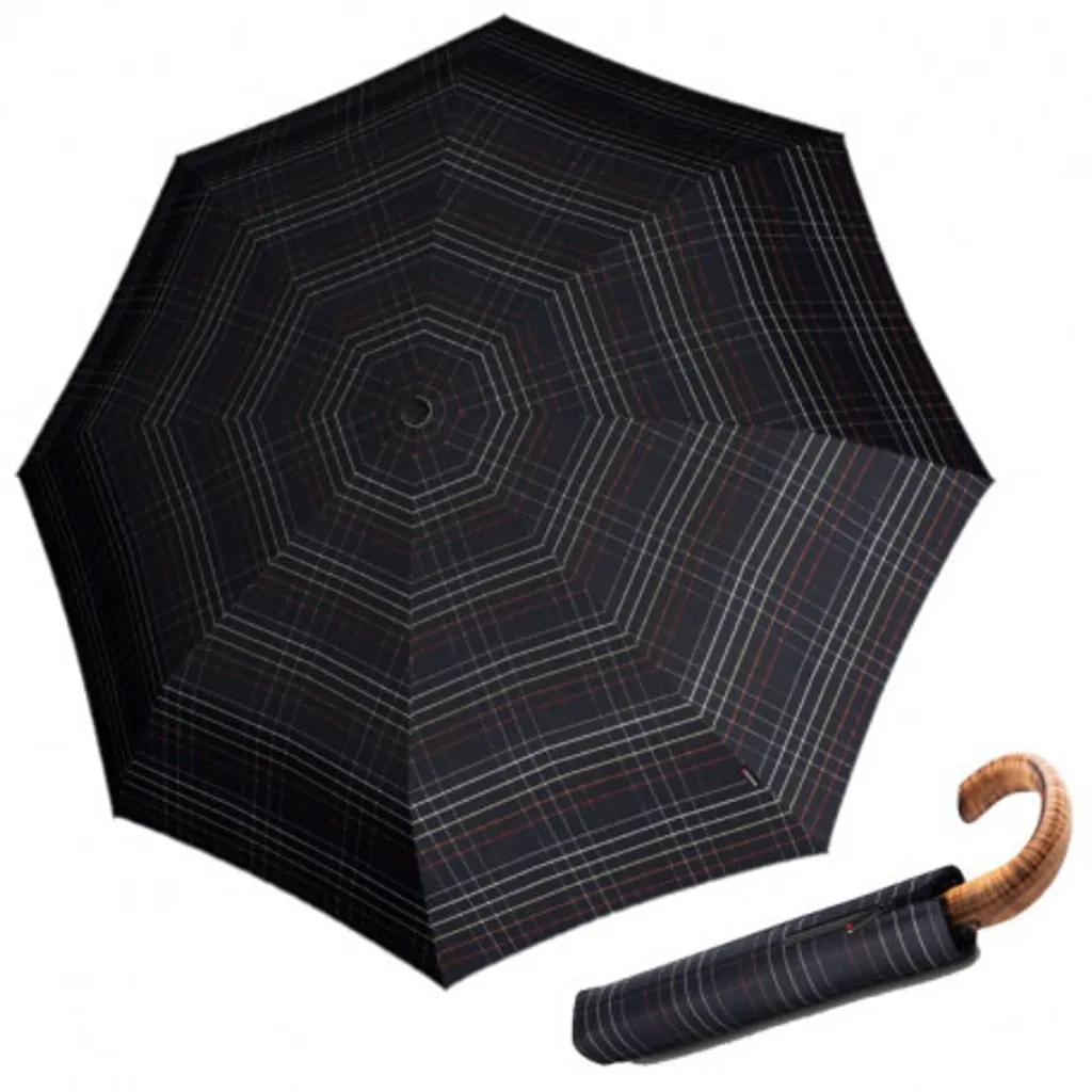 Knirps S.570 Large Automatic Check Black : Parapluie de poche robuste