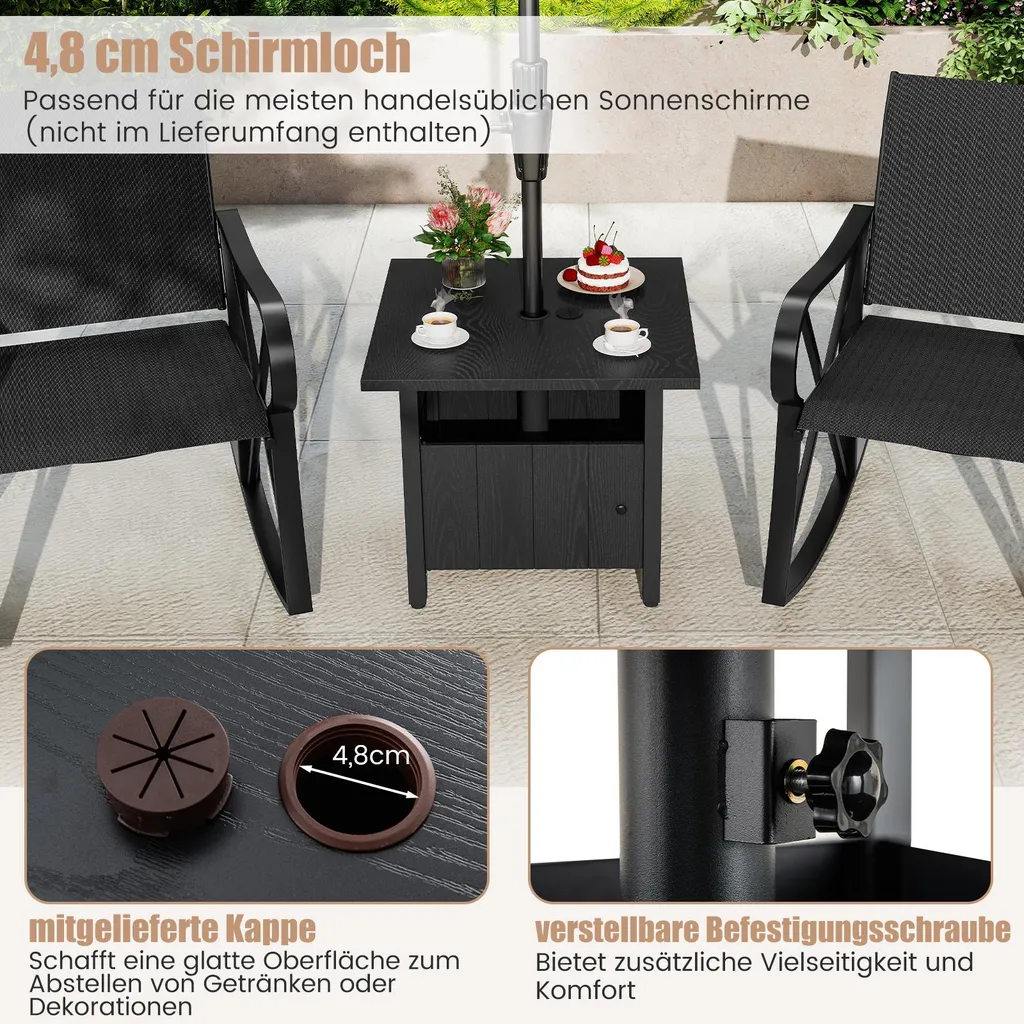 Table Basse Extérieure Résistante aux Intempéries avec Pied de Parasol - 6