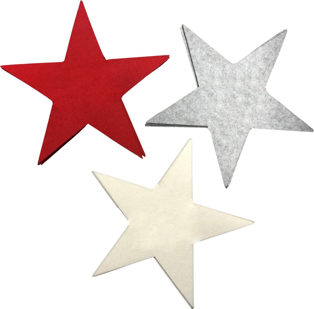 12 x Filzsterne (Polyester) in drei Farben für Sie sortiert Ø 28 cm - Filzdeko Sterne Weihnachten - Filzsterne als Deko - Filzuntersetzer Weihnac...
