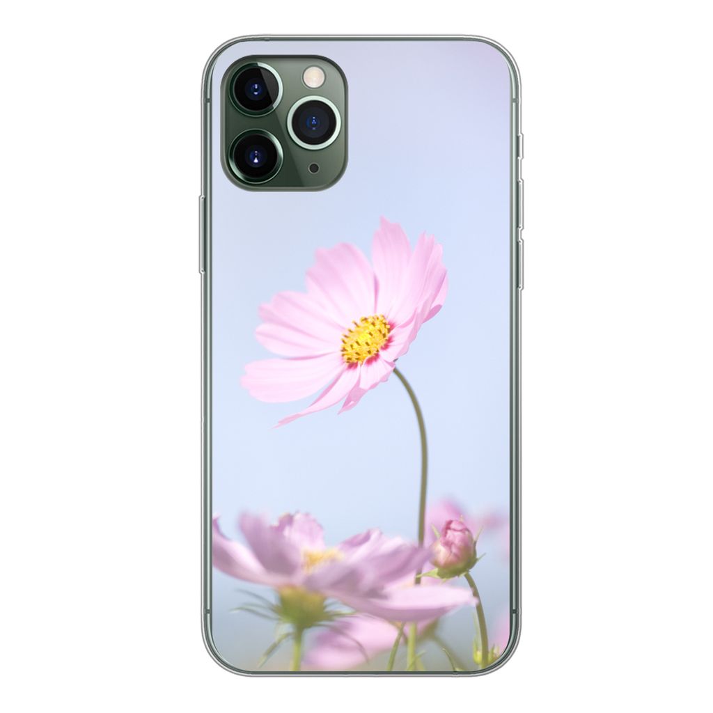 MuchoWow Handyhülle Schutzhülle Hülle für iPhone 11 Pro Blumen - Rosa - Draußen - Natur Silikon Softcase Handy Hülle - Handy