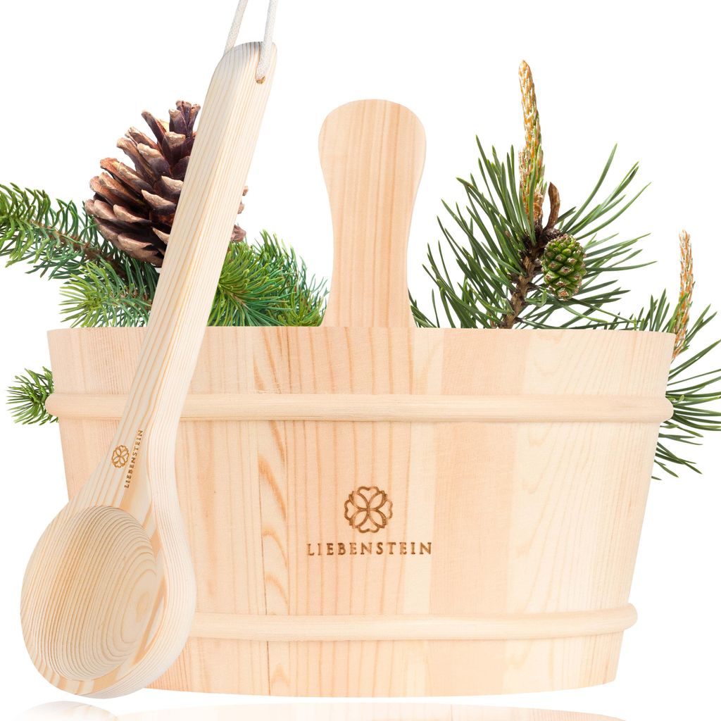 Liebenstein Sauna Eimer mit Kelle aus Kiefernholz