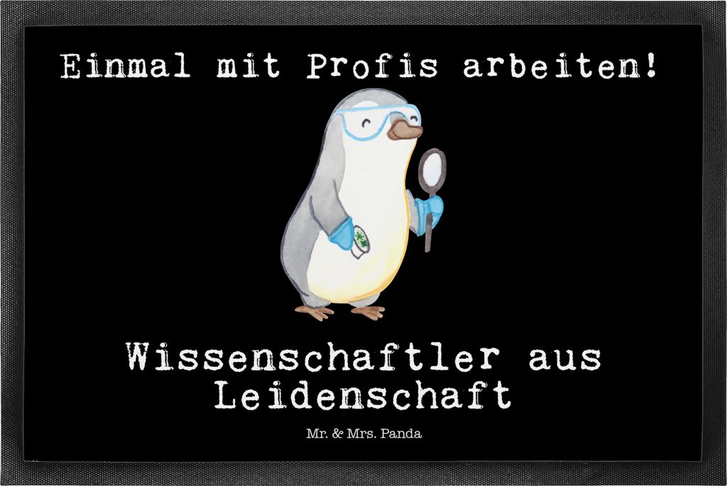 Mr. & Mrs. Panda Bodenvorleger Wissenschaftler Leidenschaft 50 x 75 cm - Schwarz - Geschenk, Spruch, Sauberlaufmatte, fußmatte, Universität, Schm...