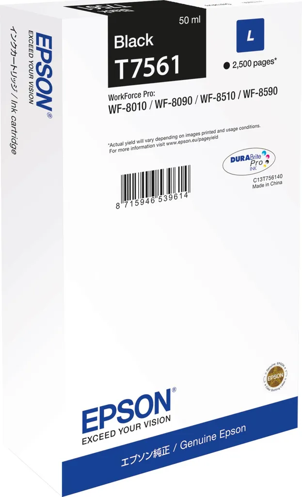 Cartuccia Originale Epson T7561 Nero C13T75614N 50ml L - Alta Resa