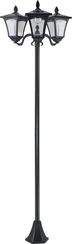 Solar Gartenlaterne mit 3 flammig Laterne Mast aus Edelstahl Solarlaterne mit LED 120 Lumen 51,5x47x182,5cm Wegeleuchte IP44 für Garten Balkon Sch...