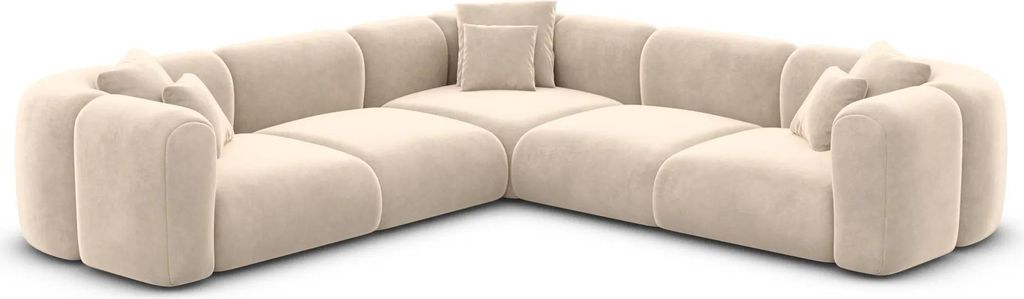 Samtstoff Ecksofa Belio Creme