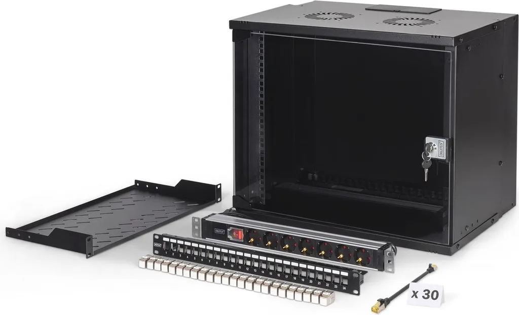 Coffret Informatique 9U Compact DIGITUS en Acier avec Porte en Verre Securit