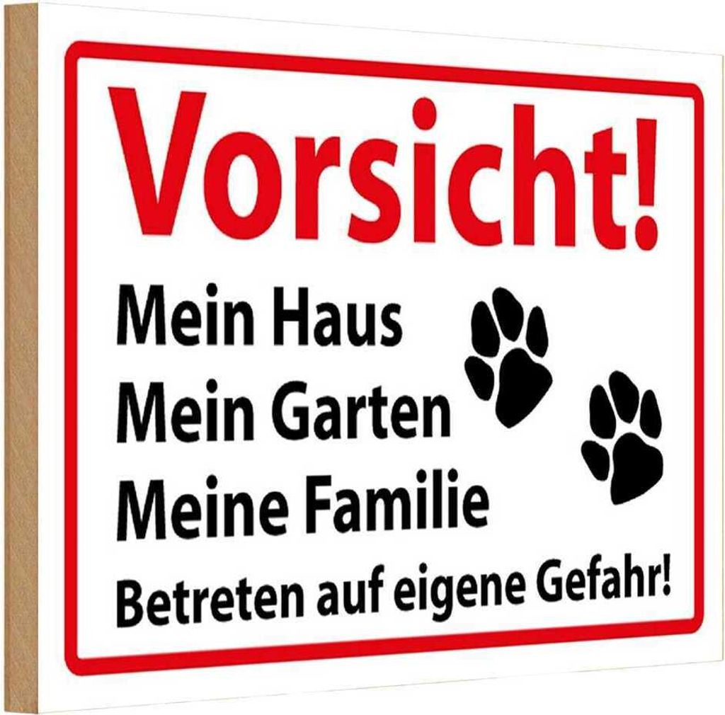 vianmo Holzschild 20x30 cm Vorsicht Mein Haus Garten Warnschild Hinweisschild