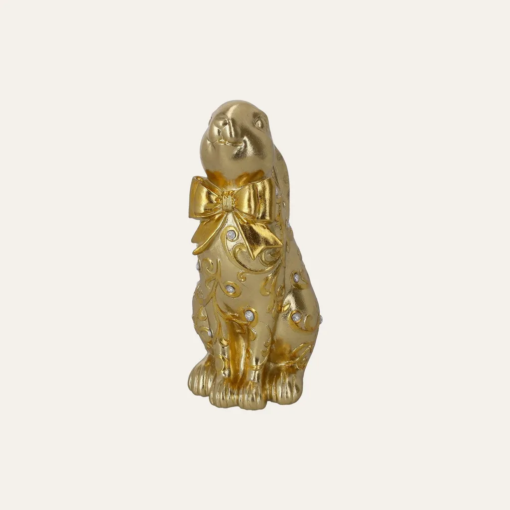 Statuette lapin doré en résine objet déco chic pour salon hauteur 14cm