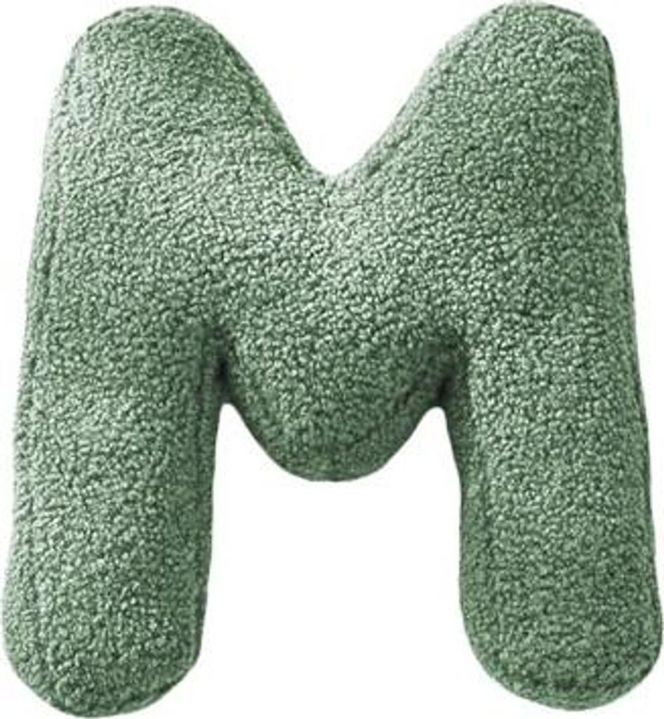 Grünes Buchstabenkissen 'M' 28x28 cm, weiches Kuscheltier Produktbild 