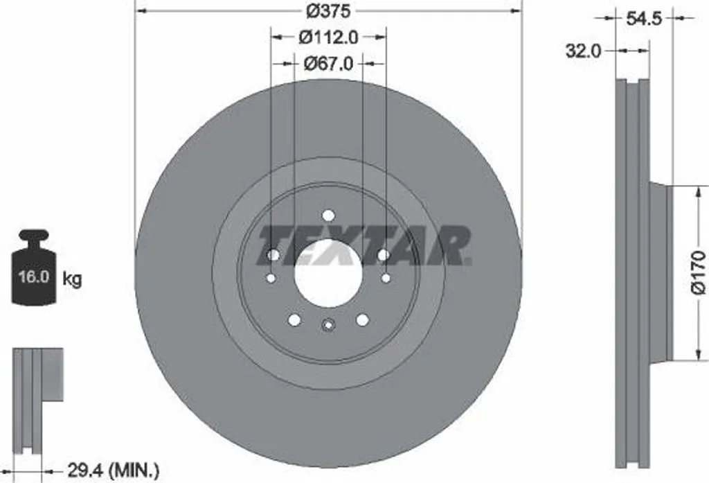 Disque de frein de remplacement pour Mercedes Classe R et GL - Textar OE