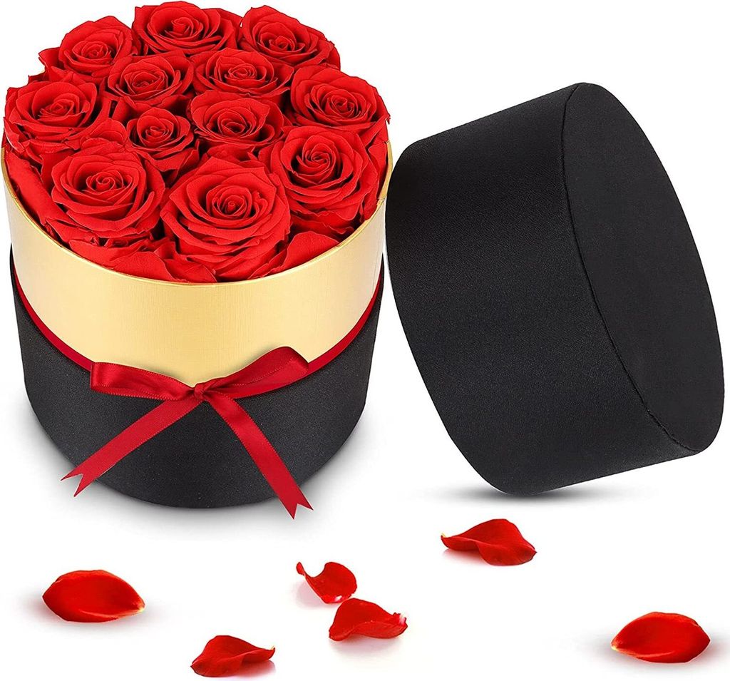 Blumenkasten mit 12 echten Rosen