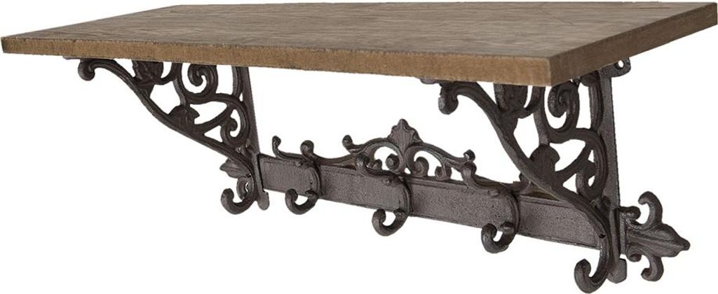 Clayre & Eef Wieszak ścienny 5 haczyków 58x20x22 cm Brązowe Zdjęcie produktu 