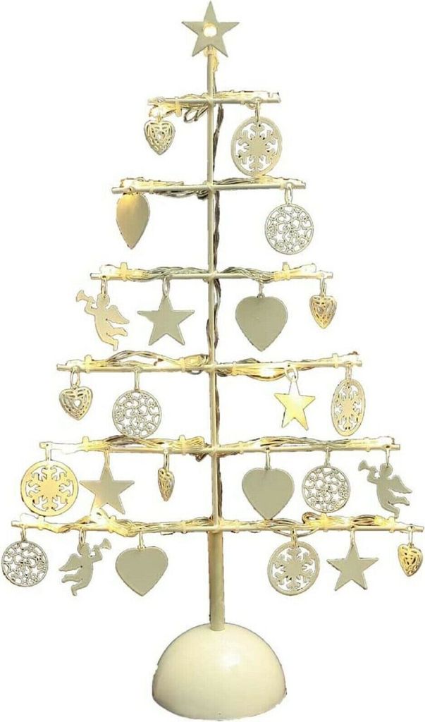 HAAC Led Weihnachtsbaum Baumpyramide Metall weiß 24 Anhänger Stern Engel 45 cm