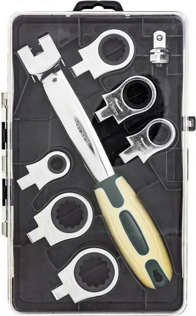 Coffret de clés plates avec œil à cliquet polyvalent pour garage