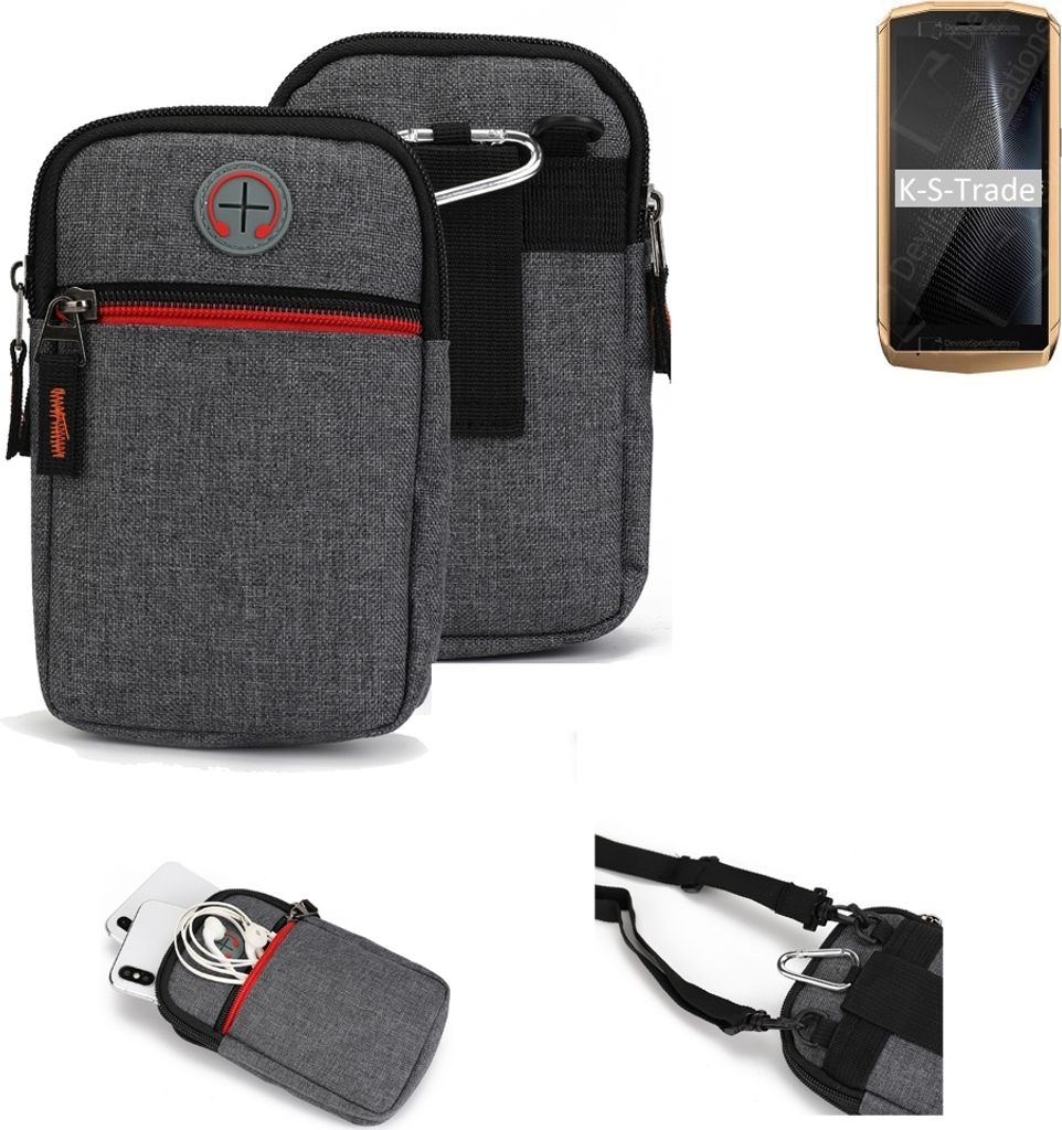 K-S-Trade Holster Gürteltasche kompatibel mit Cubot Pocket Handy Tasche Schutz Hülle grau Zusatzfächer 1x