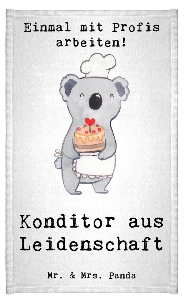 Mr. & Mrs. Panda Frotteehandtuch Konditor Leidenschaft - Weiß - Geschenk, Bäcker, Handtuch, Lustig, gäste wc, Frotteetuch, Gästetuch, Gästehan...
