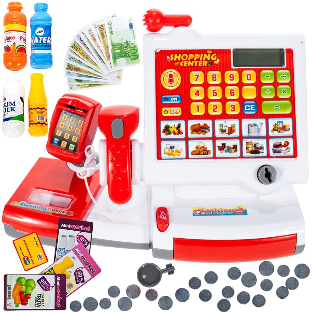 Registrierkasse Kaufladen Kinder mit Kasse Scanner Spiel Spielzeug 