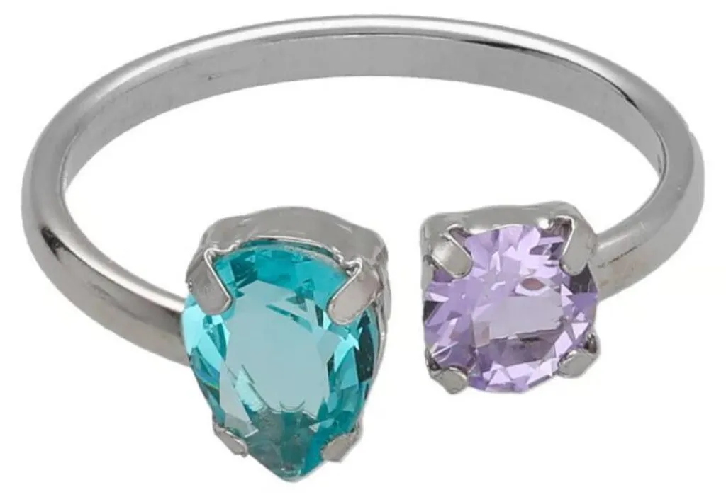 Bague ajustable en cristal pour femme - Anneau ouvert Silver Bay 50mm