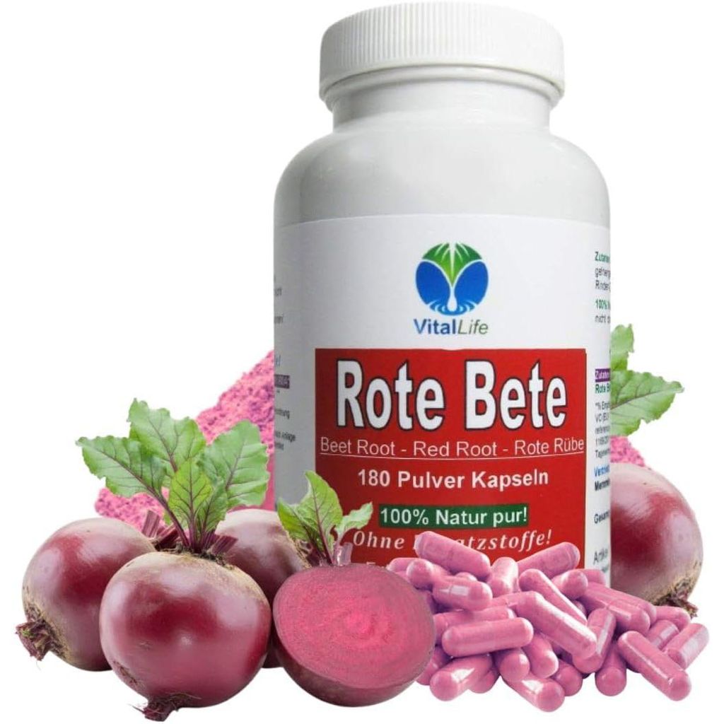 Rote Beete rote Bete 180 Kapseln reines Wurzel-Pulver. Sport Fitness Wellness. 100% NATUR pur. OHNE ZUSATZSTOFFE.