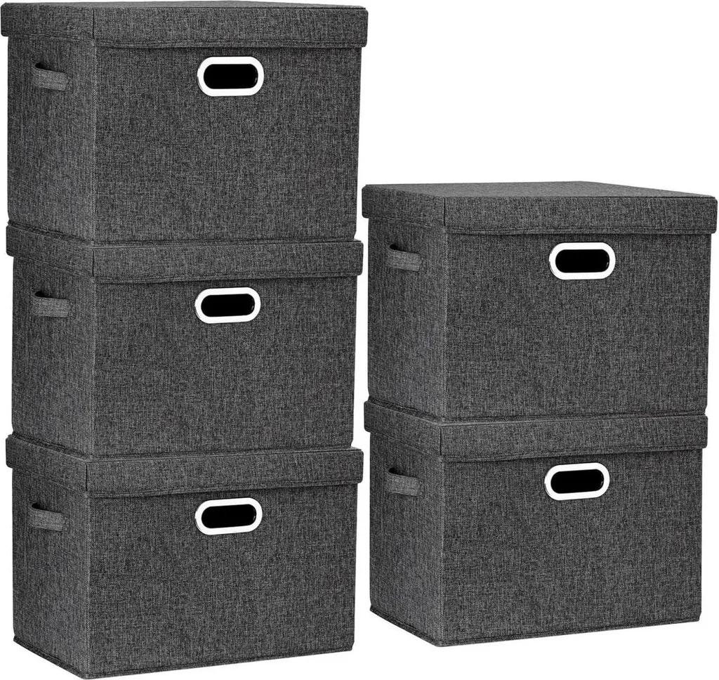 Organiseur de placard pliable en tissu noir pour vêtements - Lot de 5 pcs
