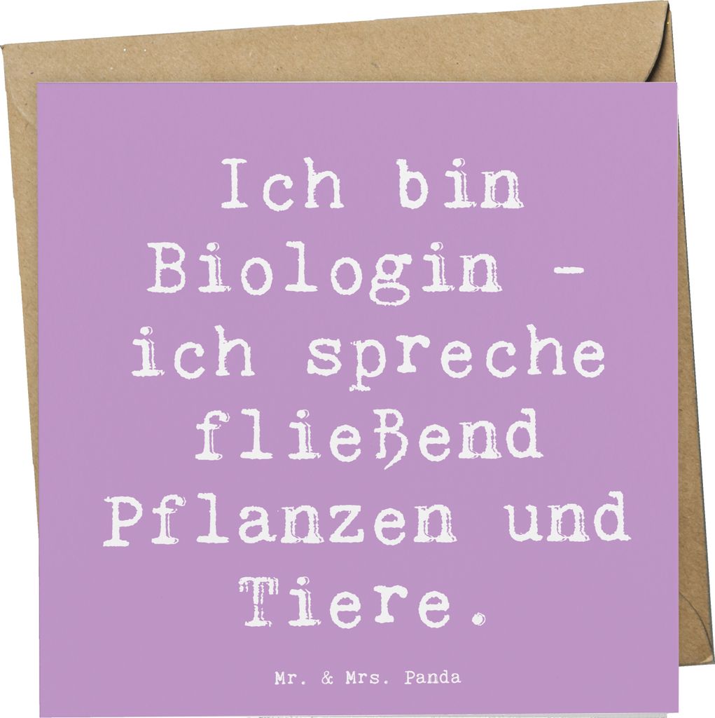 Mr. & Mrs. Panda Glückwunschkarte Spruch Sprechende Biologin - Lavendeltraum - Geschenk, faltkarte, Botanikerin, nachhaltig, doppelkarte, Umwelt, ...