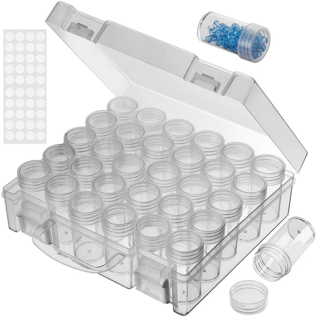 Boîte rangement perles diamant 30 pots transparents pour adultes