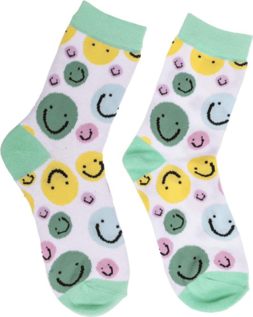 Fröhliche Socken mit einem Lächeln - Buntes Smiley-Gesicht Produktbild 